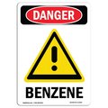 Signmission Safety Sign, OSHA Danger, 24" Height, Rigid Plastic, Benzene, Portrait OS-DS-P-1824-V-1043